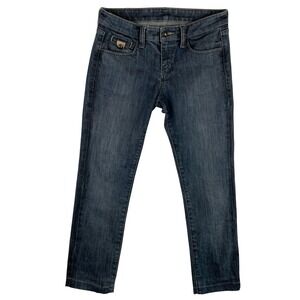 BCBG Max Azria Women 28‎ Dark Oil Wash Slim Straight Leg Denim Jeans CTD2A736